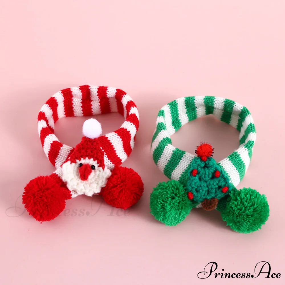 Cat Dog Knitted Wool Striped Christmas Scarf - Image 2