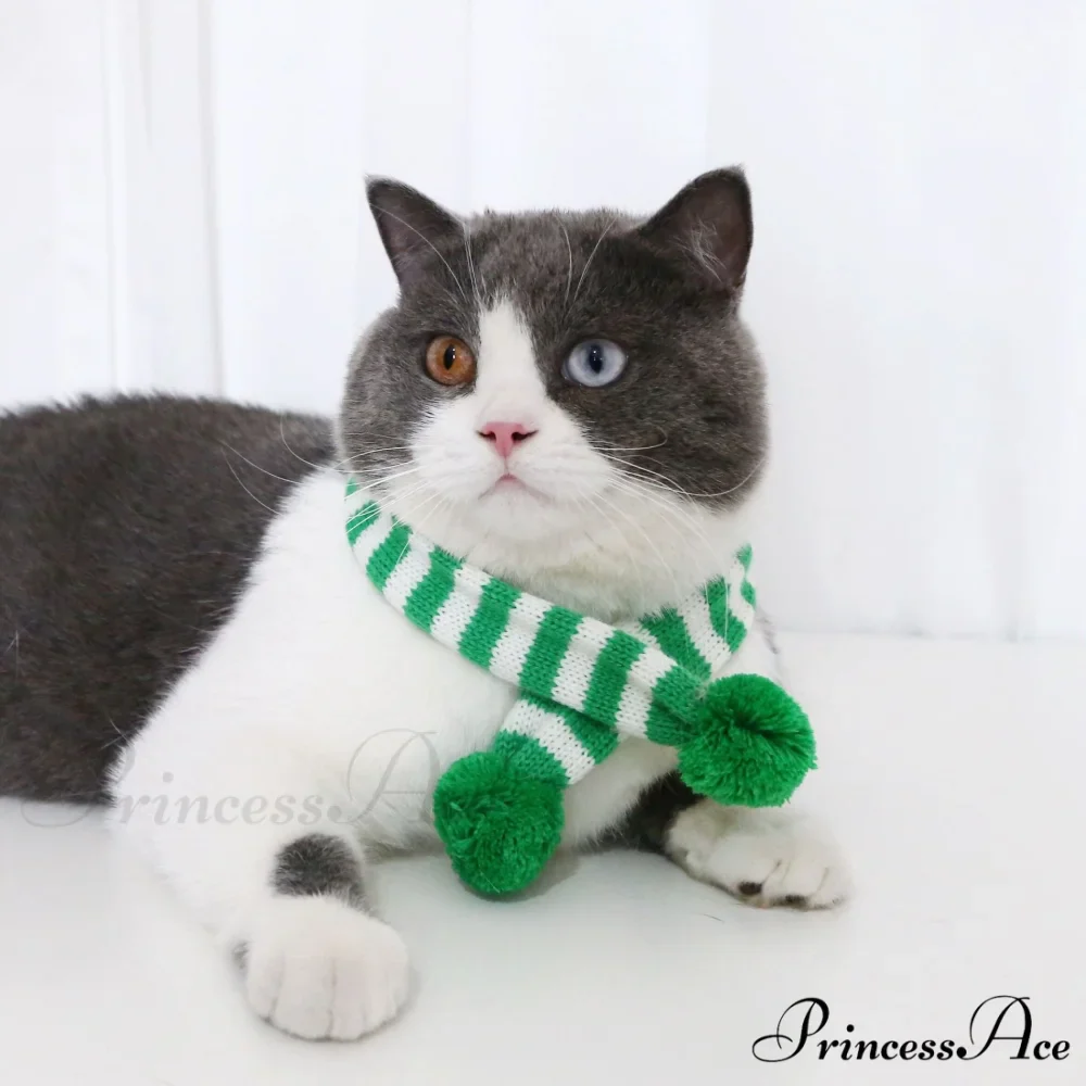 Cat Dog Knitted Wool Striped Christmas Scarf - Image 22
