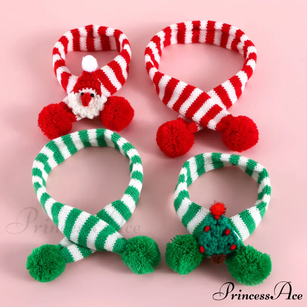 Cat Dog Knitted Wool Striped Christmas Scarf - Image 3
