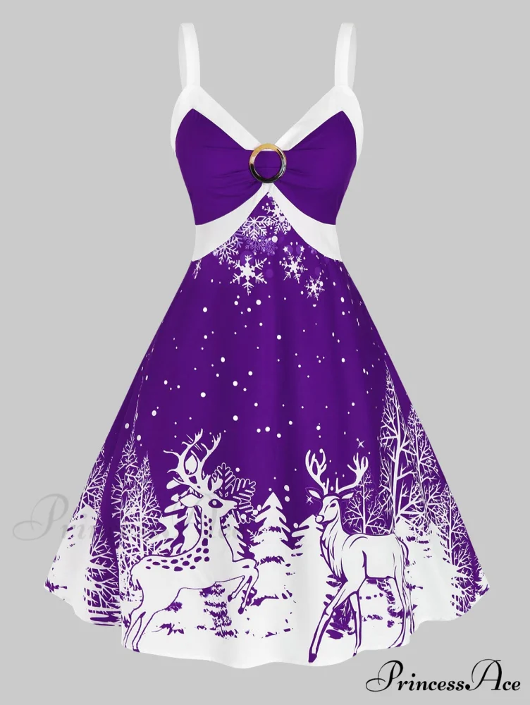Christmas Lace Up Party Colorblock Two Tone Christmas Clothing - Image 2