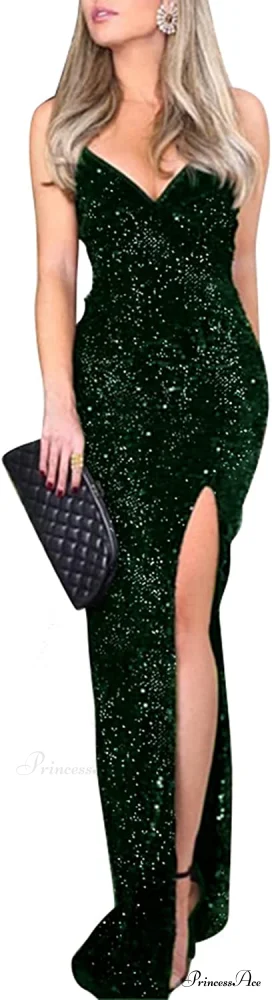 Sexy V Neck Bodycon Sequin Gown Christmas Evening Dress - Image 2