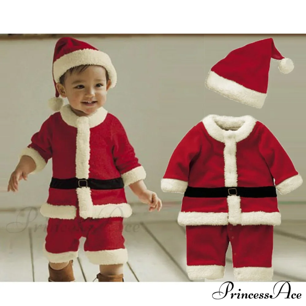 Child Christmas Santa Claus Dress Pants Tops Hat Cloak Belt Sets - Image 6
