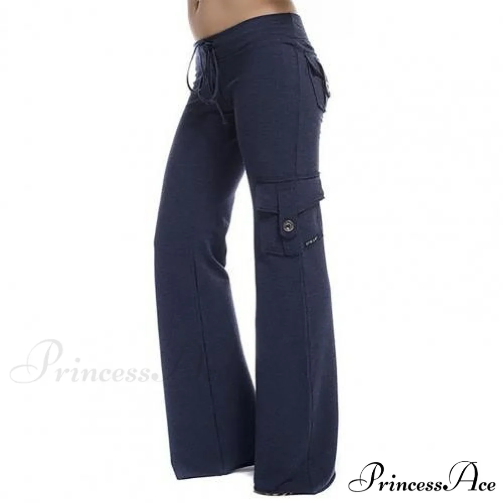 Strong Elastic Wide Leg Soft Sports Drawstring Straight Cargo Pants - Image 2