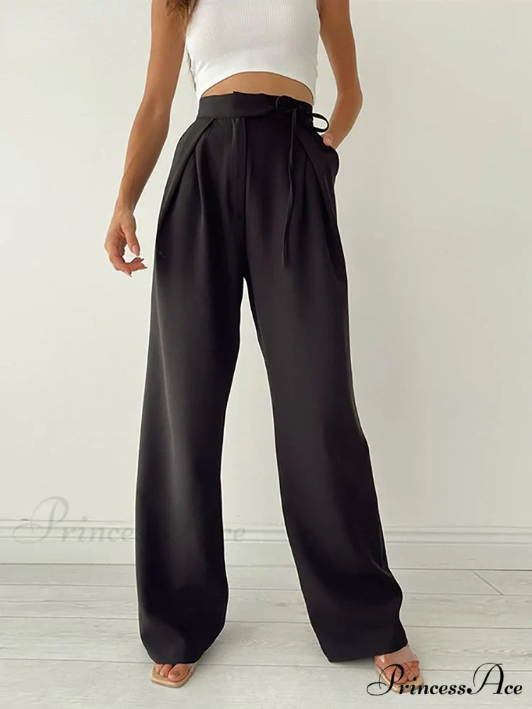 Long Loose Straight Casual Drawstring Sport Trousers - Image 2