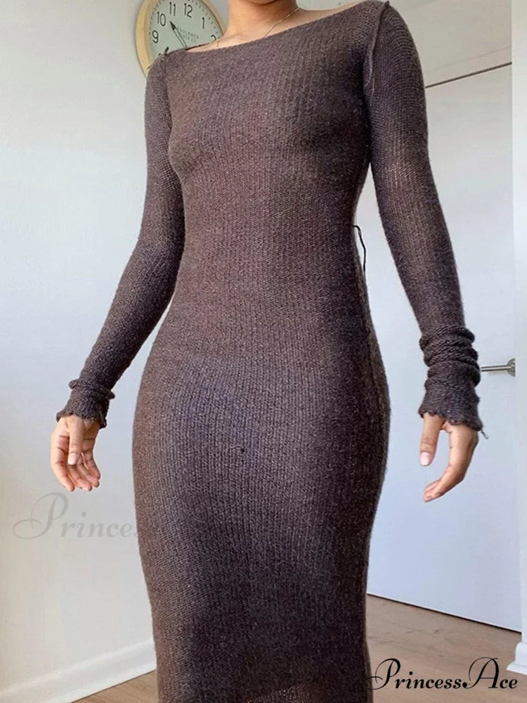 New Knitted Bodycon Fairy Grunge Casual Fashion Maxi Dress - Image 2