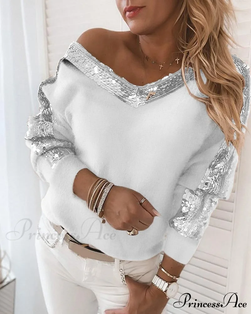 Long Sleeve V Neck Casual Club Party Knitted Sweater - Image 3
