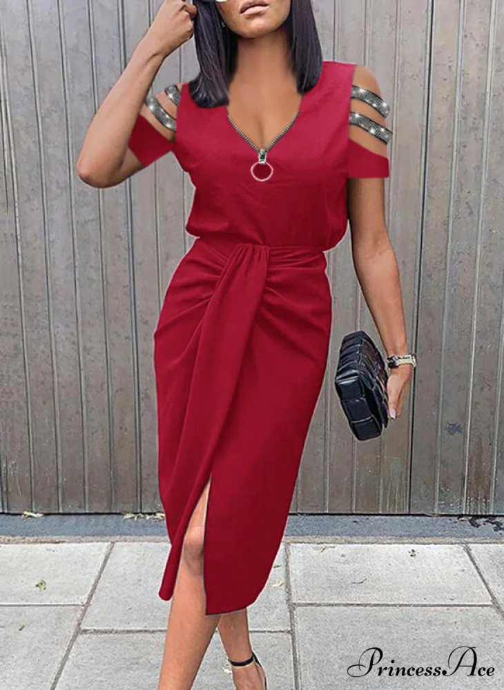 asual V-neck Lace Long Sleeve Elegant Party Dress - Image 5
