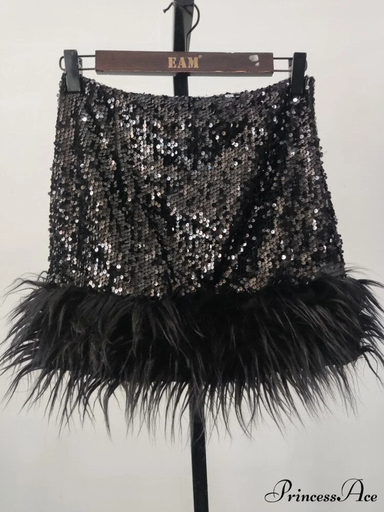 Sequin Feather Women's Short Party Skirt - Image 5
