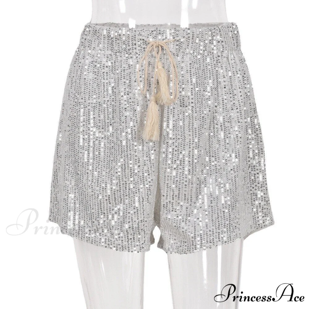 Shiny Sequin Pencil High Waist Mini Shorts - Image 14