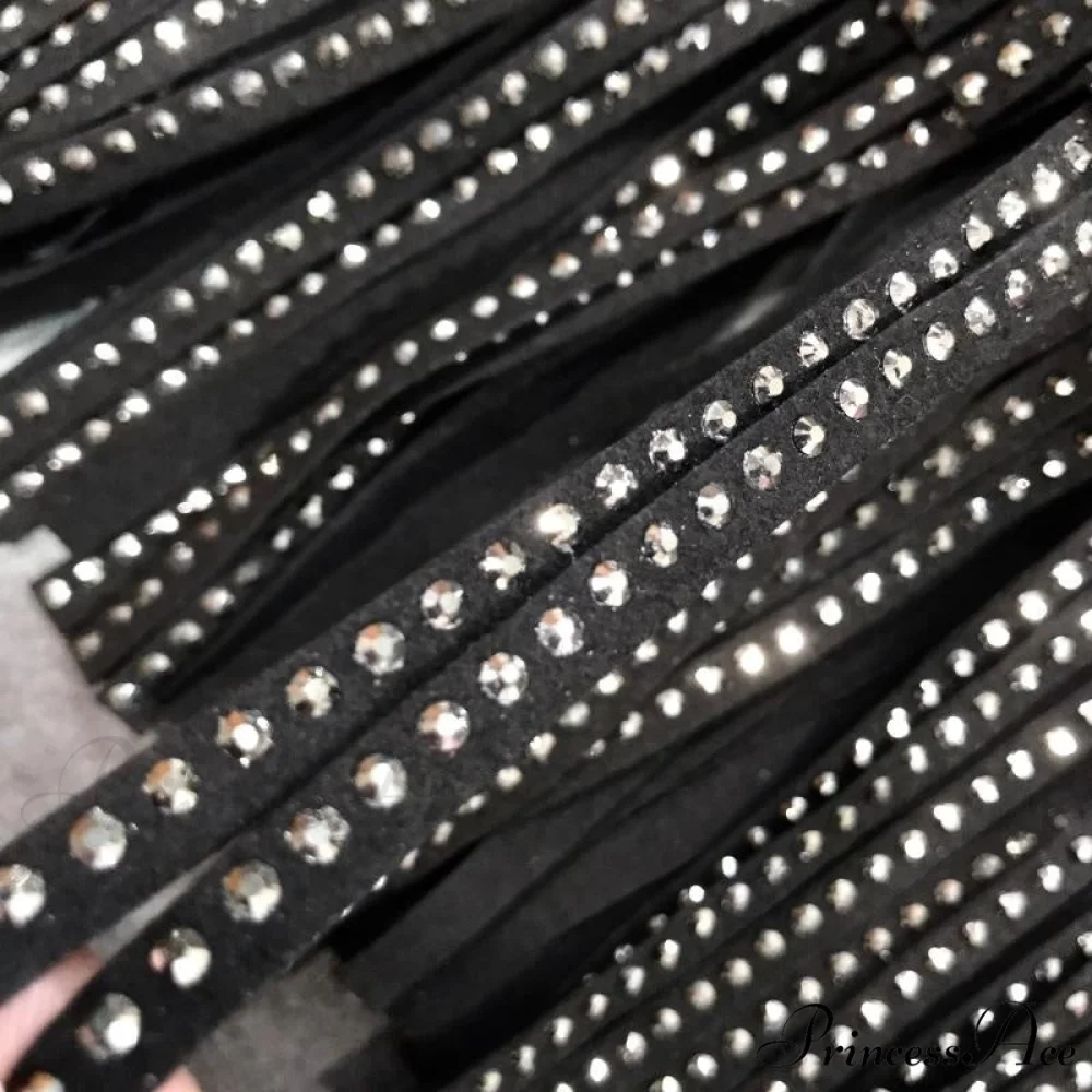 Rhinestones Tassel High Waist Belt Skirt - Image 4