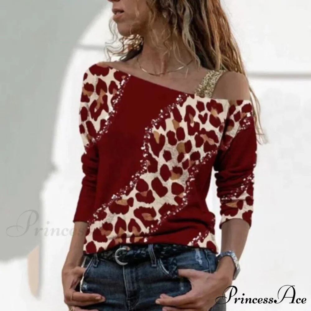 Retro Glitter Gold Contrast Casual Long Sleeve Straps Pullover - Image 10