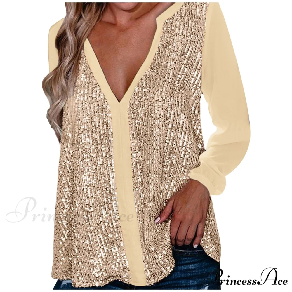 Sequin Casual Long Sleeve Fall Streetwear Blouse - Image 9