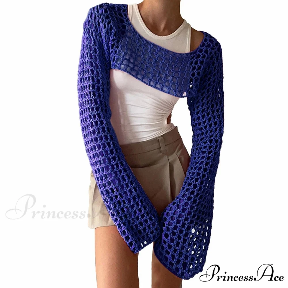 Summer Sexy Long Sleeve Smock Knitted Crop Top - Image 11