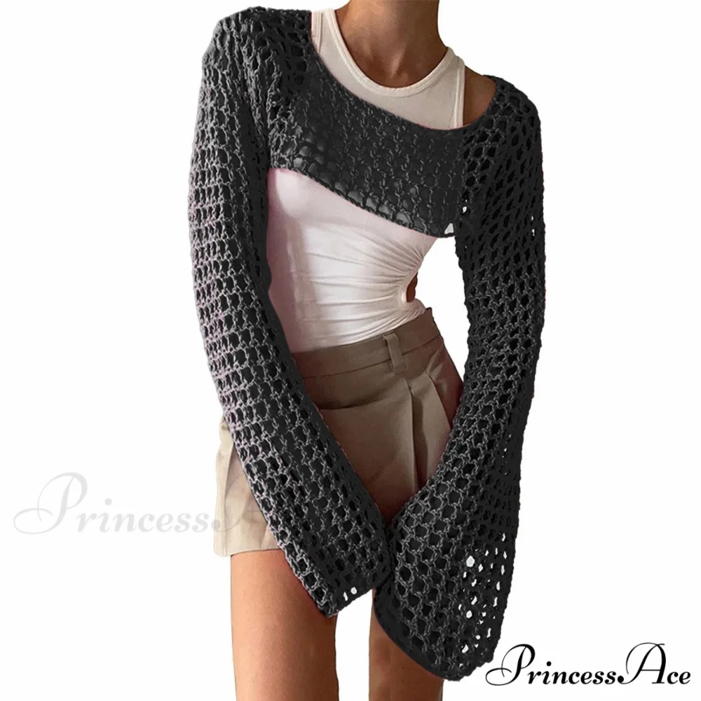Summer Sexy Long Sleeve Smock Knitted Crop Top - Image 8