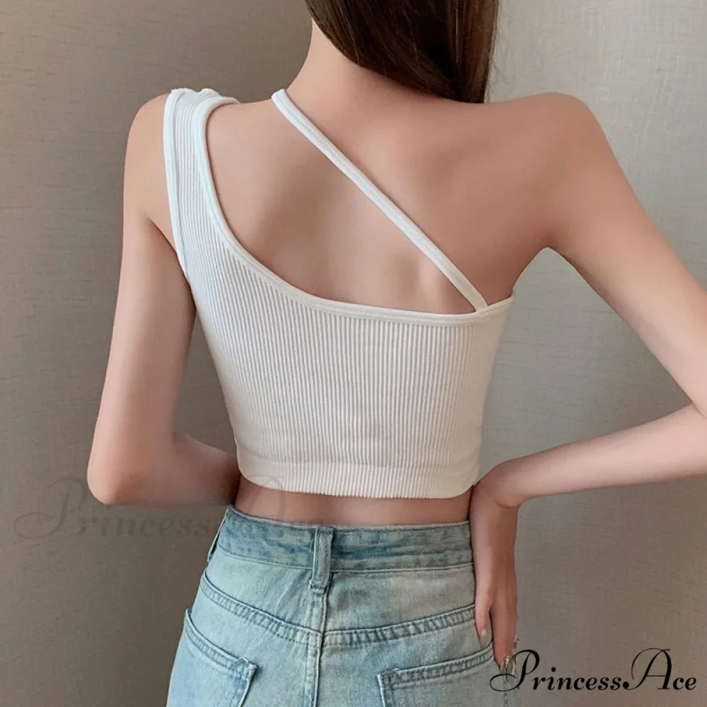 Sexy One Shoulder Sleeveless Crop Tops - Image 2
