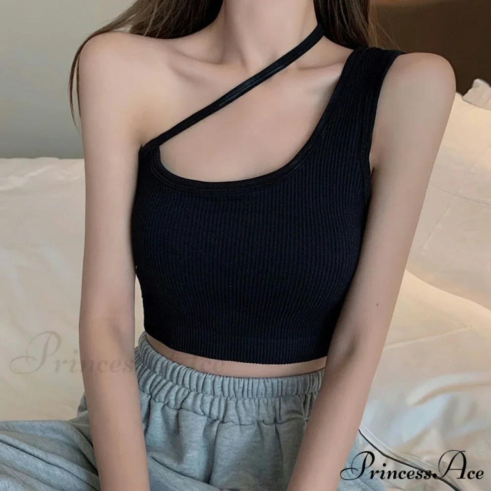 Sexy One Shoulder Sleeveless Crop Tops - Image 6