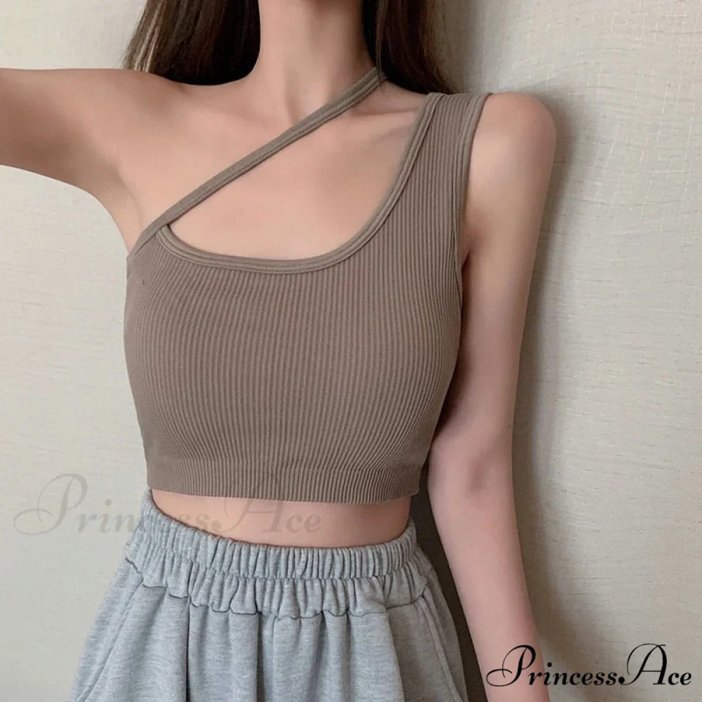 Sexy One Shoulder Sleeveless Crop Tops - Image 7