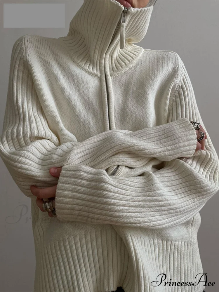 Long Sleeve Oversized Knitted Basic Loose Cardigans - Image 3