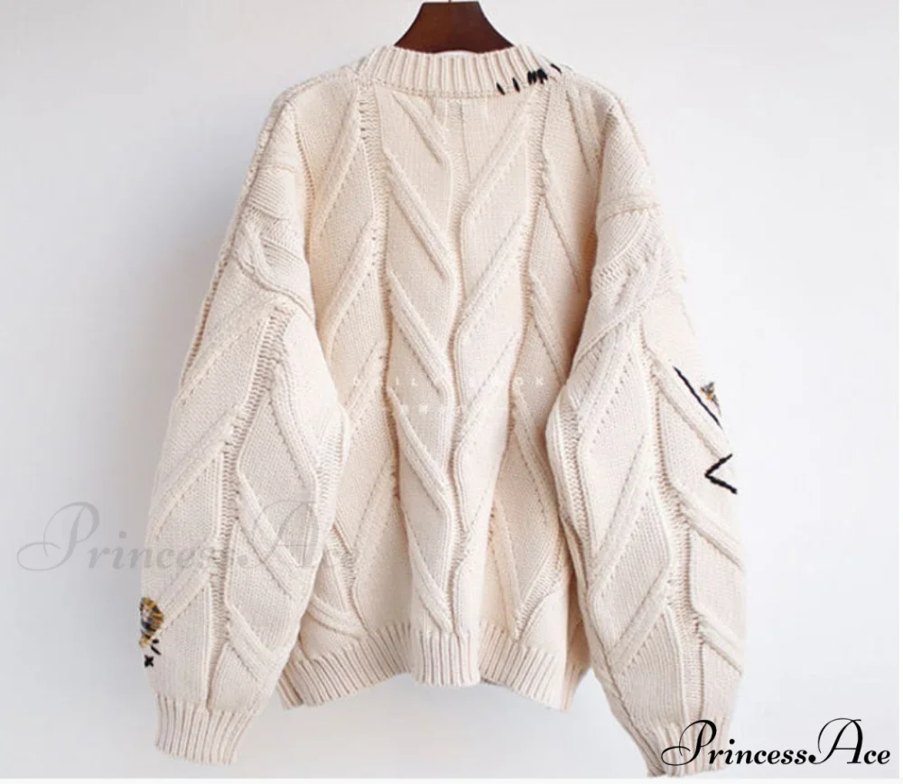 Jacket Loose Pocket Embroidery Fashion Knit Cardigan - Image 10