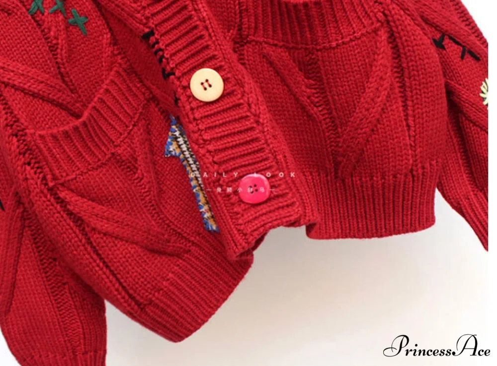 Jacket Loose Pocket Embroidery Fashion Knit Cardigan - Image 21