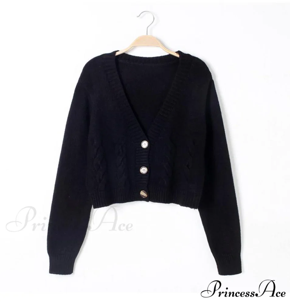Solid Color Single-breasted Knit Cardigan - Image 2