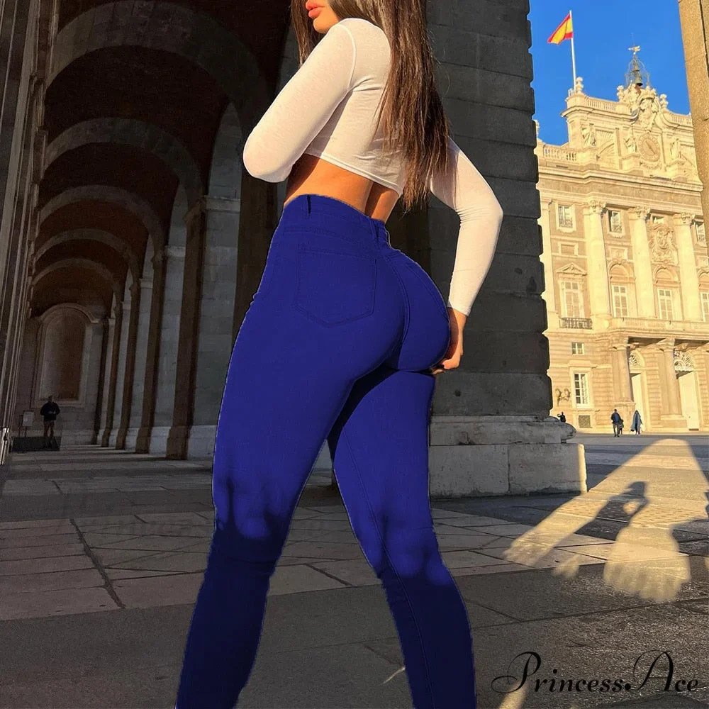 Retro Washed Elastic Slim Pencil Trousers - Image 6