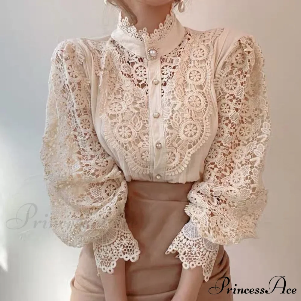 Solid Button Stand Collar Plus Size Blouse - Image 3