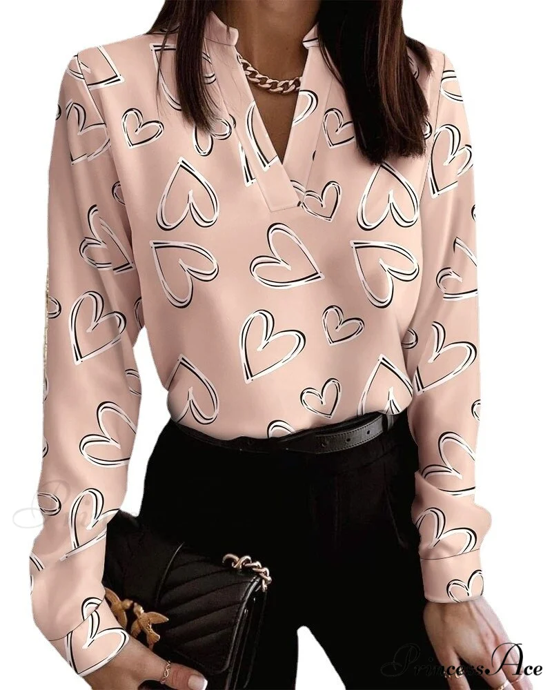Office Lady Chain Printed Pullover Blouse - Image 5