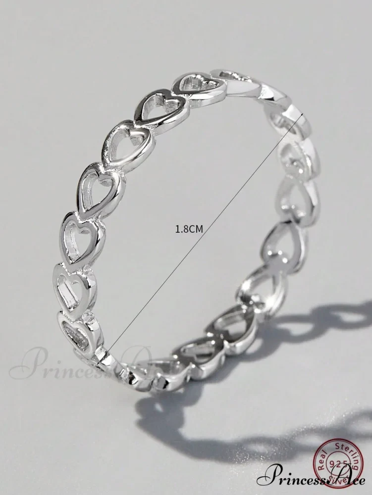 Heart Design Silver Wedding Band Ring - Image 3