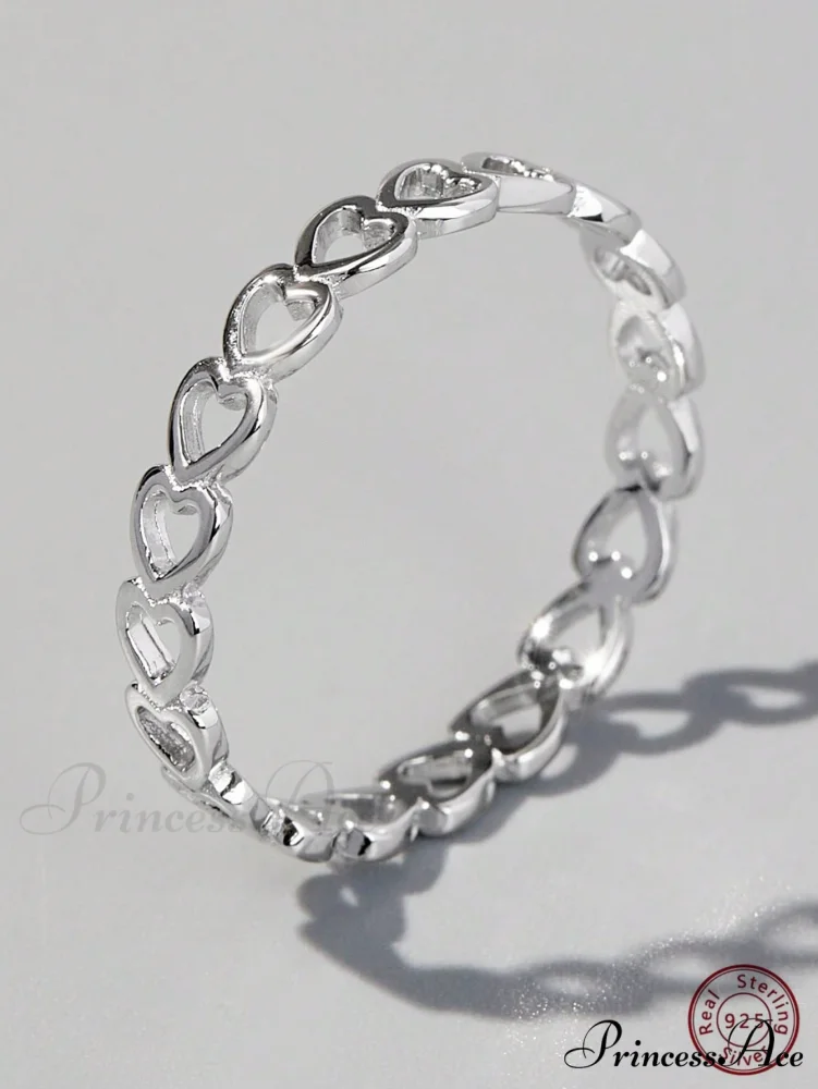Heart Design Silver Wedding Band Ring - Image 4