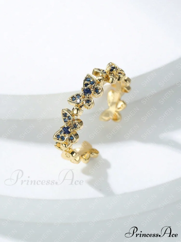 Rhinestone Butterfly Decor Cuff Ring - Image 10