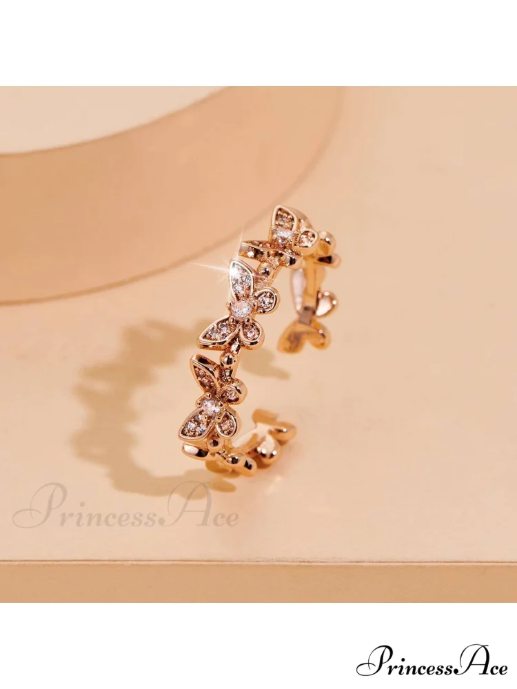 Rhinestone Butterfly Decor Cuff Ring - Image 11