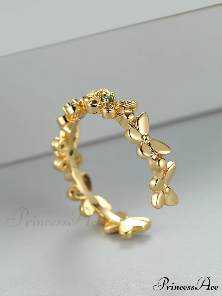 Rhinestone Butterfly Decor Cuff Ring - Image 4