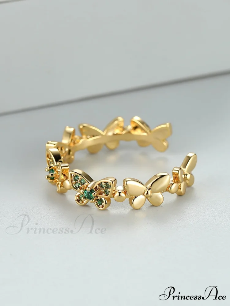 Rhinestone Butterfly Decor Cuff Ring - Image 5