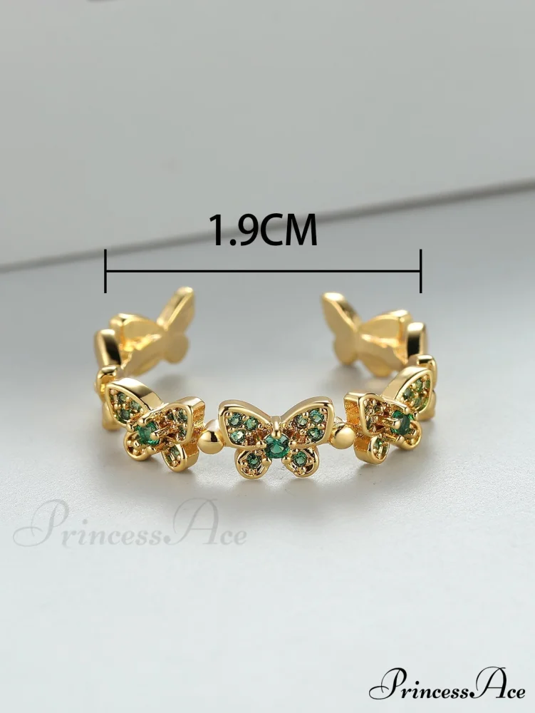 Rhinestone Butterfly Decor Cuff Ring - Image 6