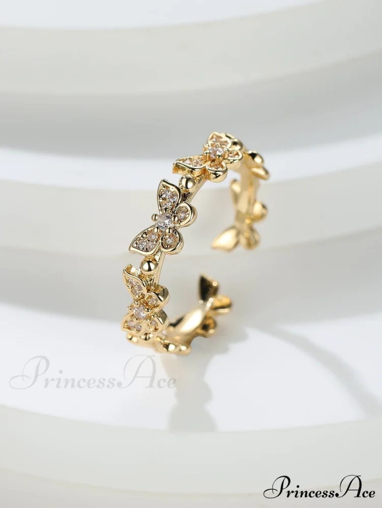 Rhinestone Butterfly Decor Cuff Ring - Image 7