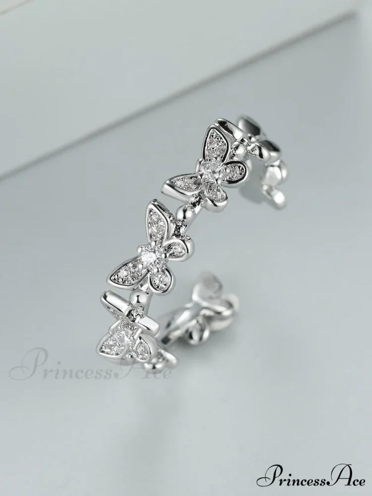 Rhinestone Butterfly Decor Cuff Ring - Image 8