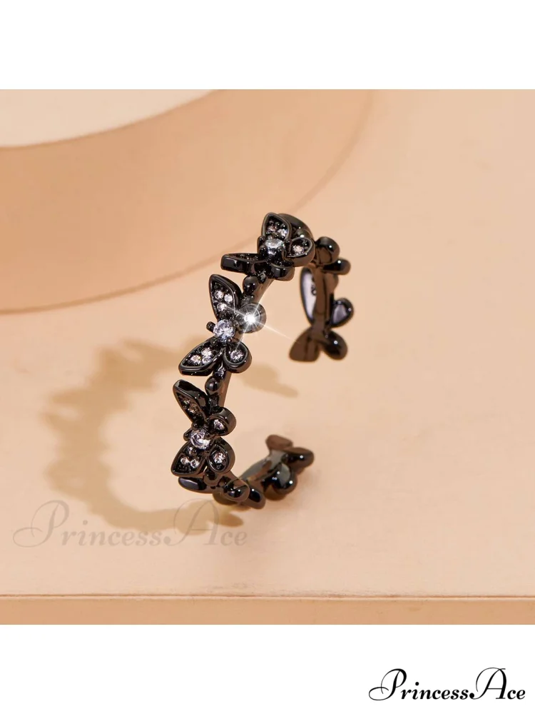 Rhinestone Butterfly Decor Cuff Ring - Image 9