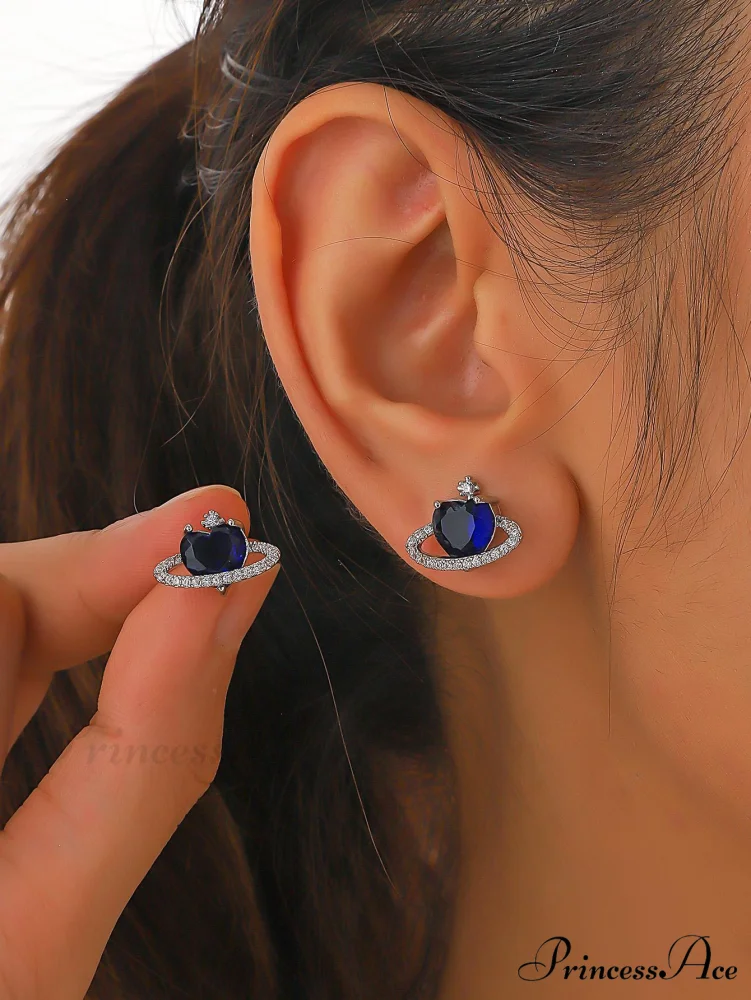 Cubic Zirconia Heart Shaped Stud Earrings - Image 10