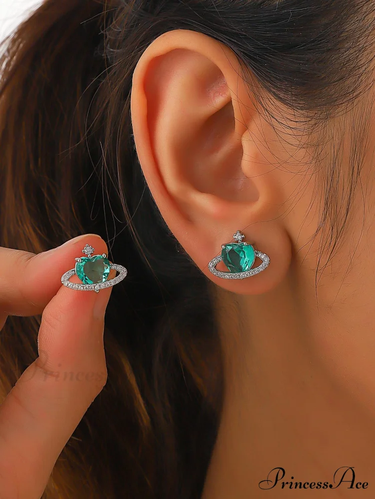 Cubic Zirconia Heart Shaped Stud Earrings - Image 11