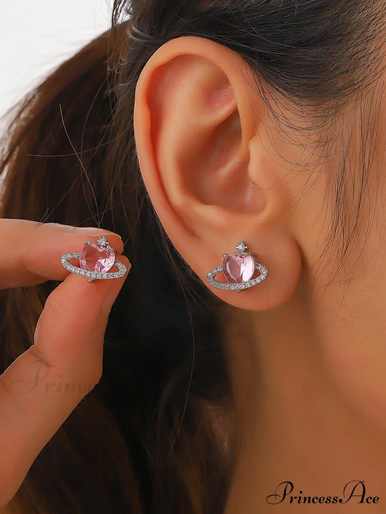 Cubic Zirconia Heart Shaped Stud Earrings - Image 12
