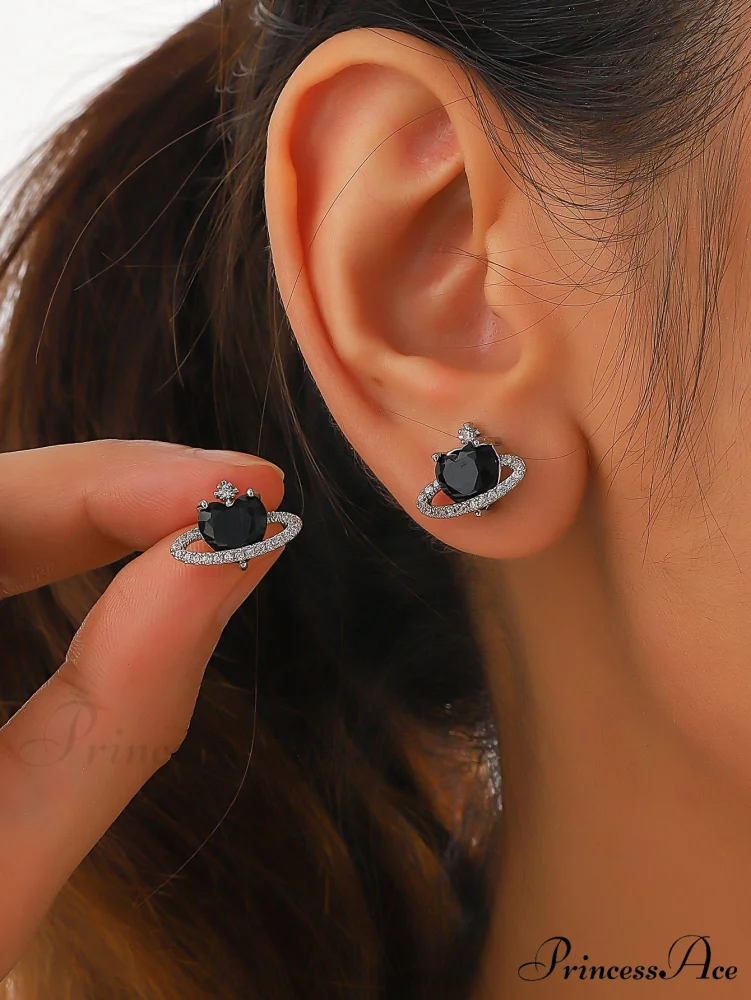 Cubic Zirconia Heart Shaped Stud Earrings - Image 15