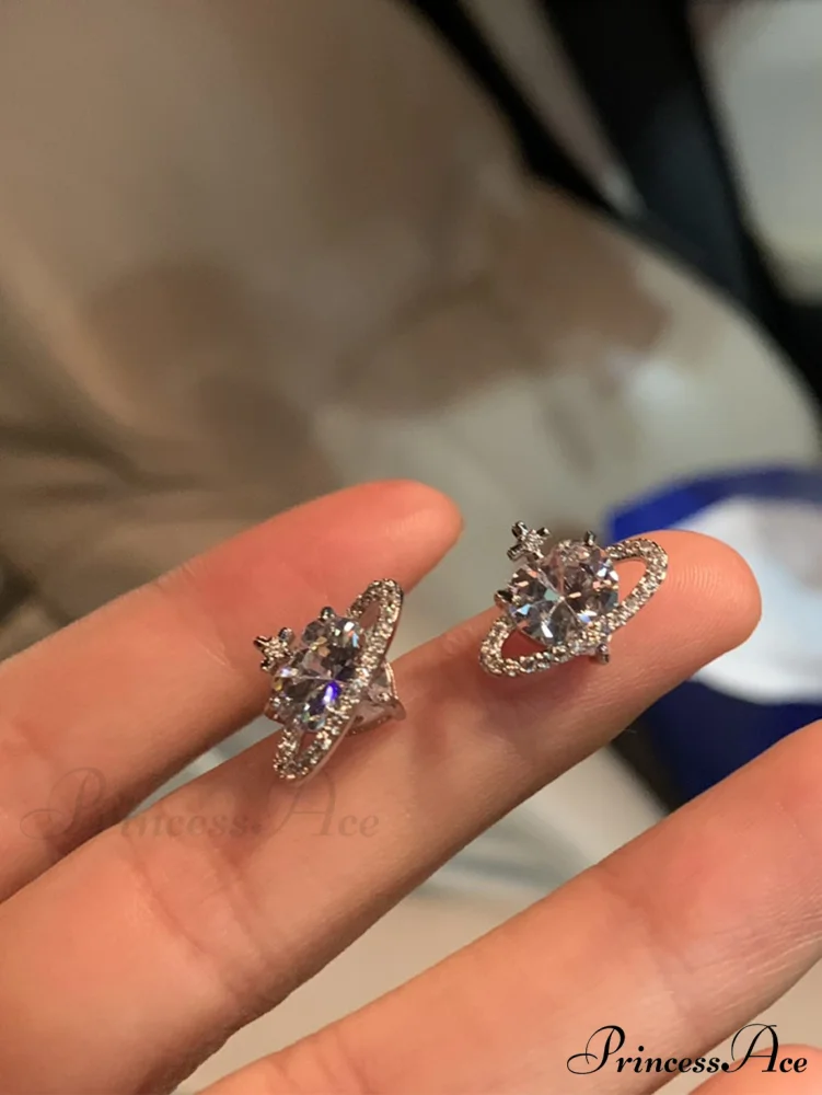 Cubic Zirconia Heart Shaped Stud Earrings - Image 2