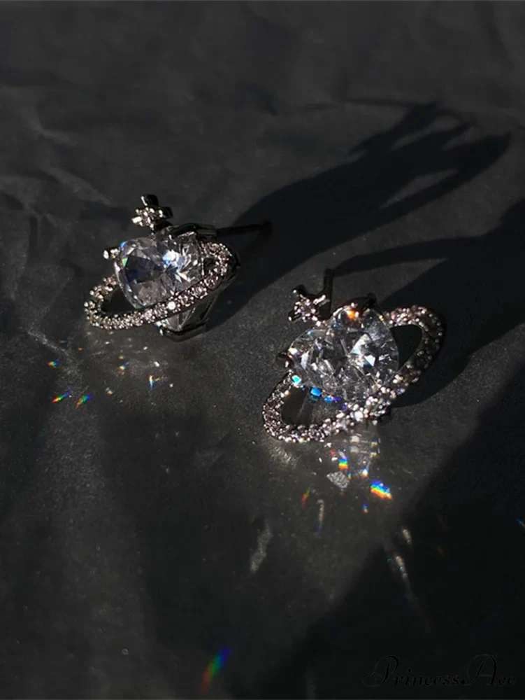 Cubic Zirconia Heart Shaped Stud Earrings - Image 3