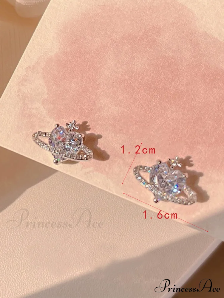 Cubic Zirconia Heart Shaped Stud Earrings - Image 4