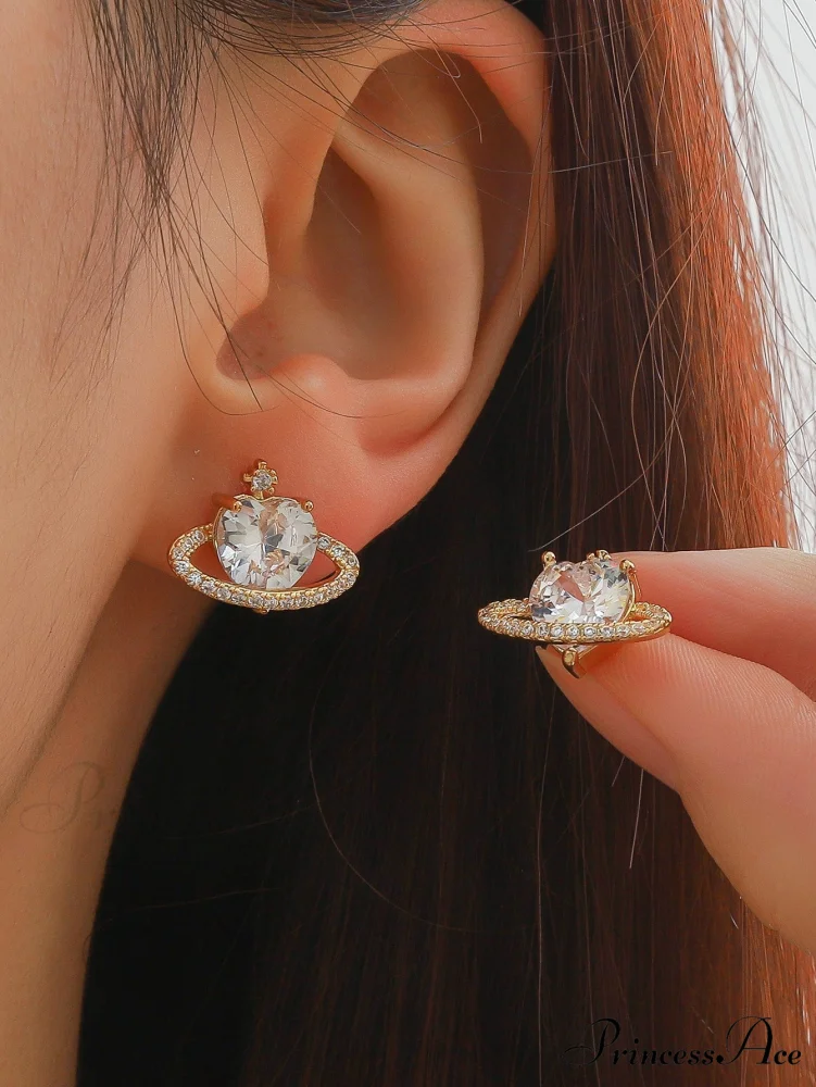 Cubic Zirconia Heart Shaped Stud Earrings - Image 6
