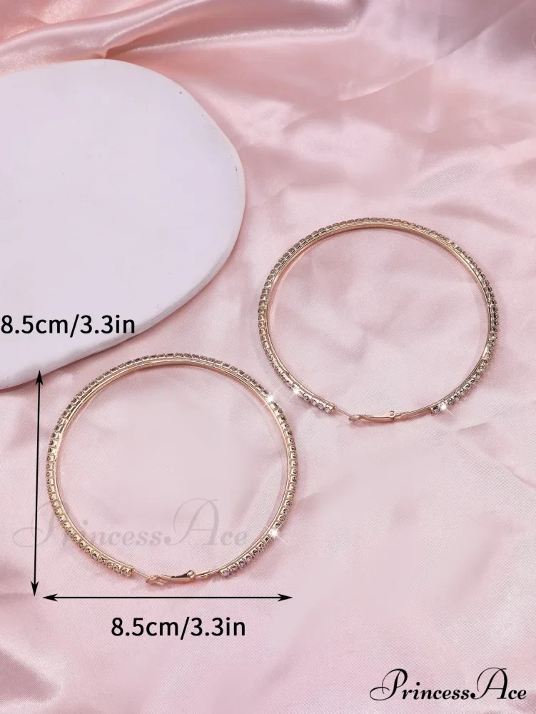 Minimalist Rhinestone Inlaid Chunky Hoop Earrings - Image 3