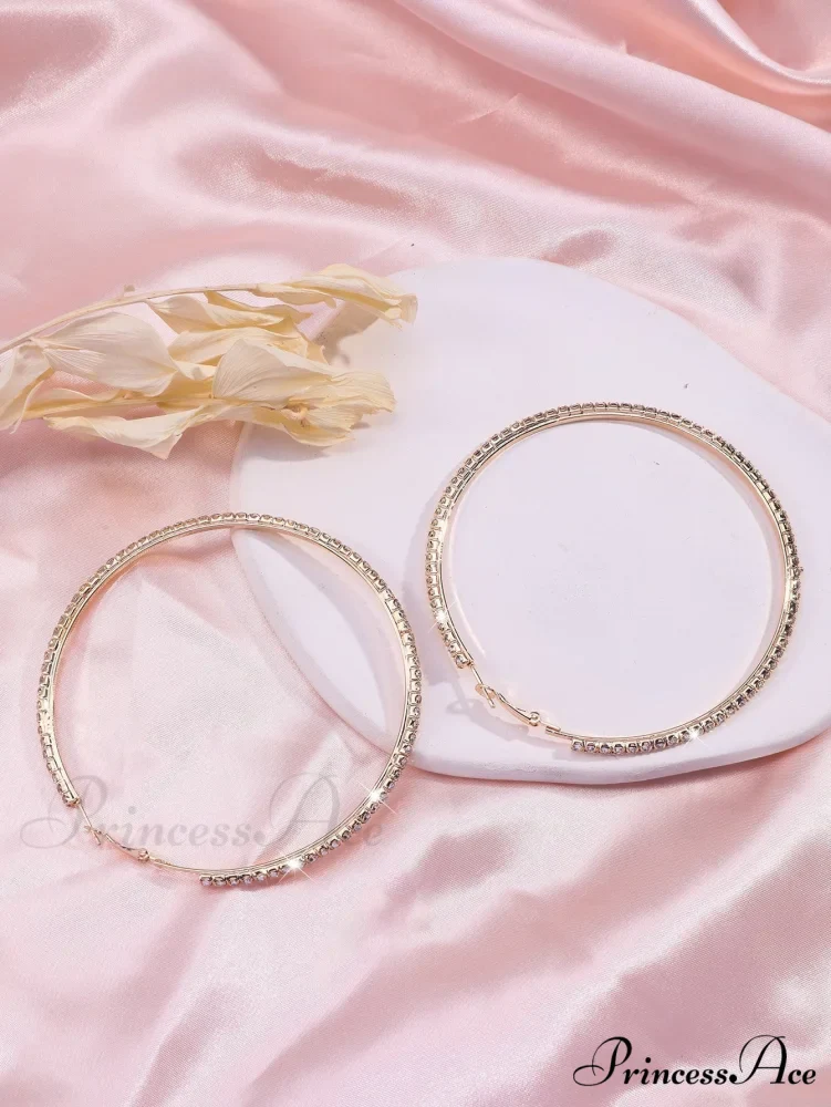 Minimalist Rhinestone Inlaid Chunky Hoop Earrings - Image 5