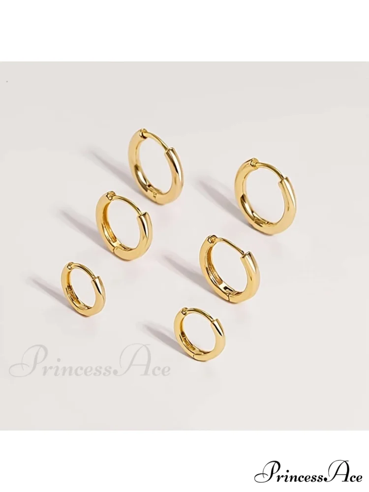 3 Pairs Huggie Hoop Earrings - Image 2
