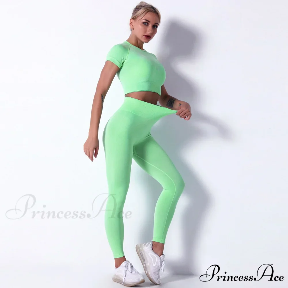 Women Seamless Sports Fitness Tracksuit Running Leggings - Image 3